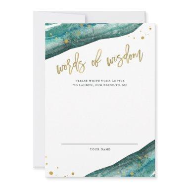 Teal and Faux Gold Geode Bridal Shower Advice Card