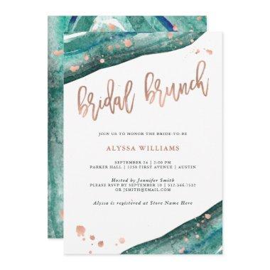 Teal and Faux Rose Gold Geode Bridal Brunch