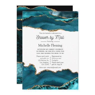 Teal and Gold Agate Shower by Mail
