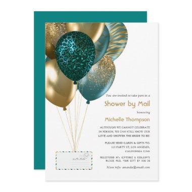 Teal and Gold Baby or Bridal Shower by Mail Invitations