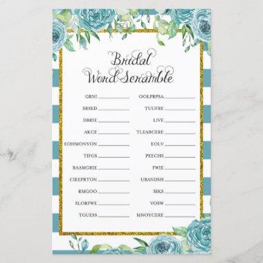 Teal and Gold Bridal Shower Game PRINTED