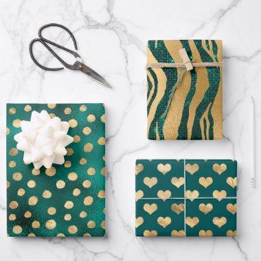 Teal and Gold Glam Wrapping Paper Sheets
