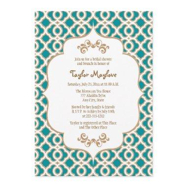 Teal and Gold Moroccan Bridal Shower Invites