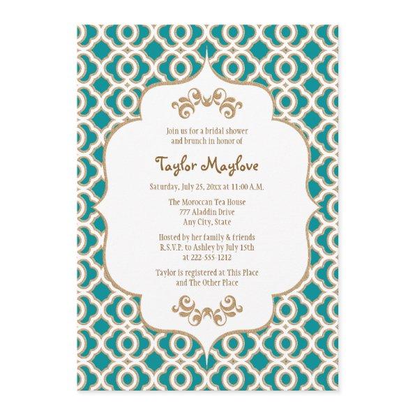 Teal and Gold Moroccan Bridal Shower Invites