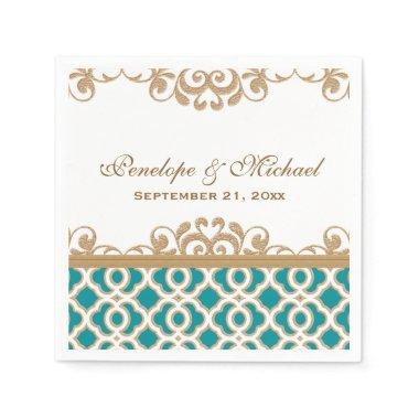 Teal and Gold Moroccan Wedding Napkins