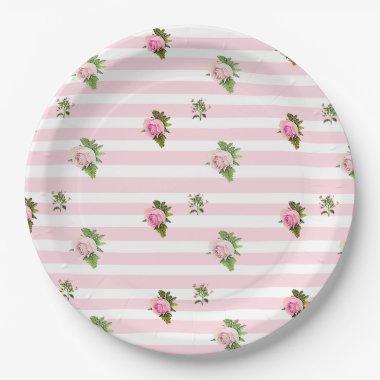 Teal and Pink Floral Vintage Paper Plates