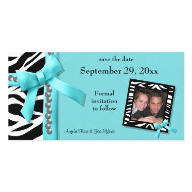 Teal And White Zebra Gems Save The Date