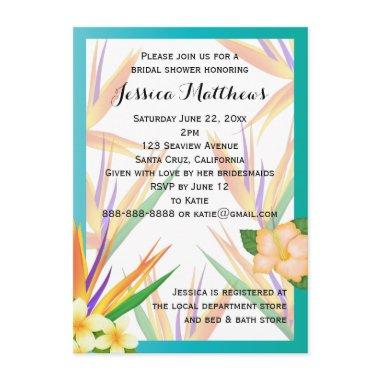 Teal Bird of Paradise Bridal Shower Wedding Invitations