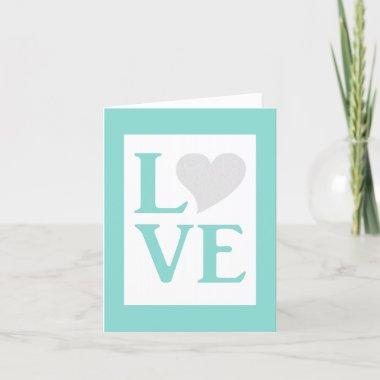 Teal Blue All You Need Is Love Wedding Party Note Invitations