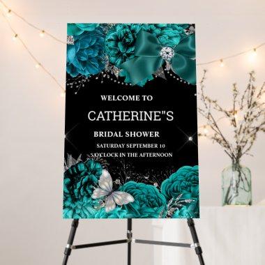 Teal blue black glitter bow diamond butterfly chic foam board