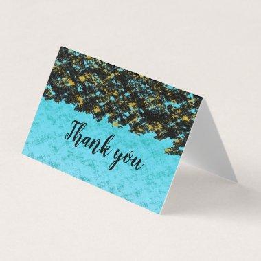 Teal Blue Black Gold Patterns Abstract Thank You