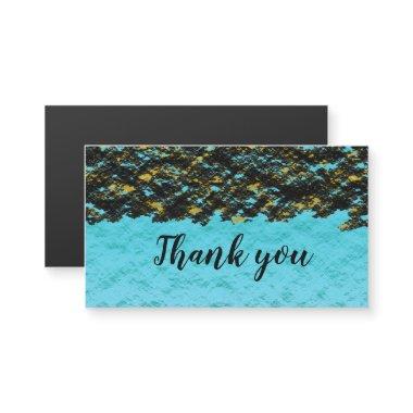 Teal Blue Black Gold Patterns Abstract Thank You