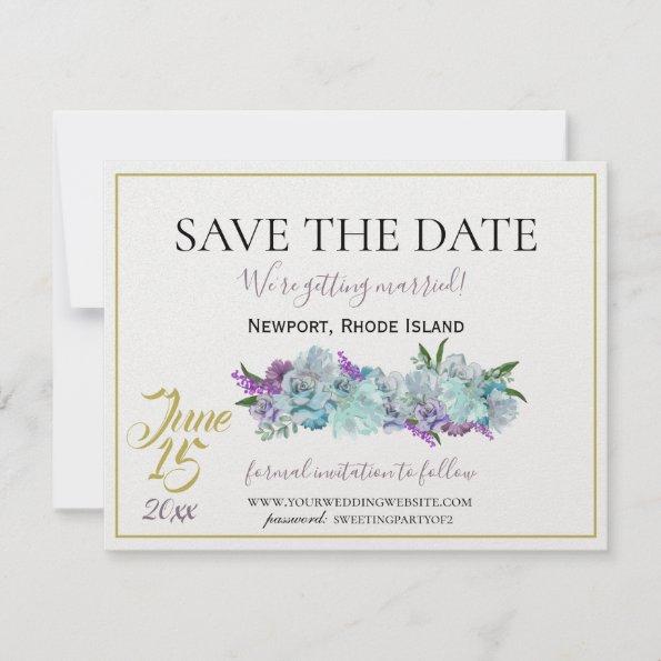 Teal Blue Bouquet Traditional Wedding Suite Save The Date