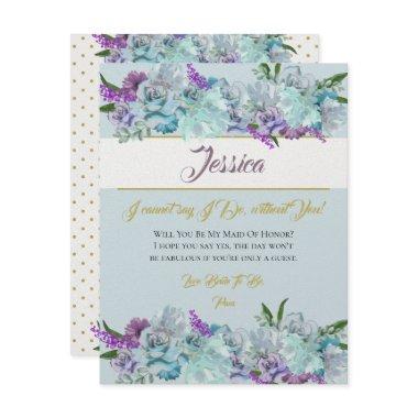 Teal Blue Bouquet Wedding Suite Be My Bridesmaid Invitations