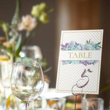 Teal Blue Bouquet Wedding Suite Shower Party Table Number