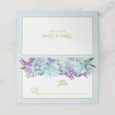 Teal Blue Bouquet Wedding Suite Thank You Escort Place Invitations