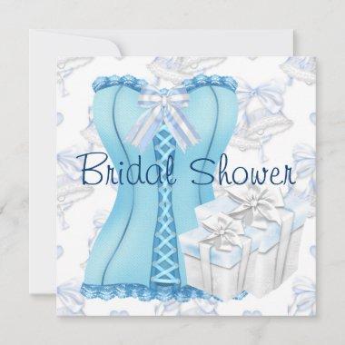 Teal Blue Corset Bridal Shower Invitations
