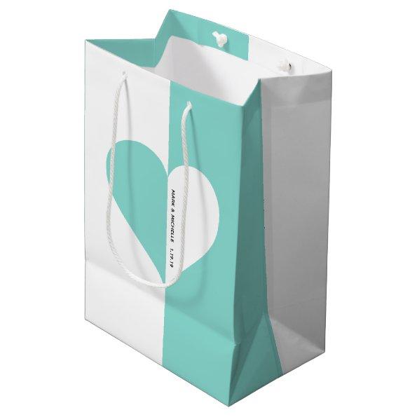 Teal Blue Forever You & Me Wedding Suite Party Medium Gift Bag