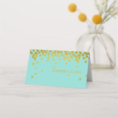 Teal Blue & Gold Shower Party Thank You Place Invitations