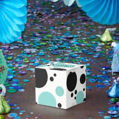 Teal Blue Heart Polka Dot  Party Favor Boxes