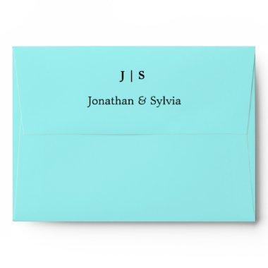 Teal Blue Monograms Name Initials Beach Weddings Envelope