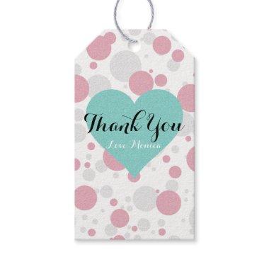 Teal Blue & Pink Polka Dots Baby Reveal Gift Tags