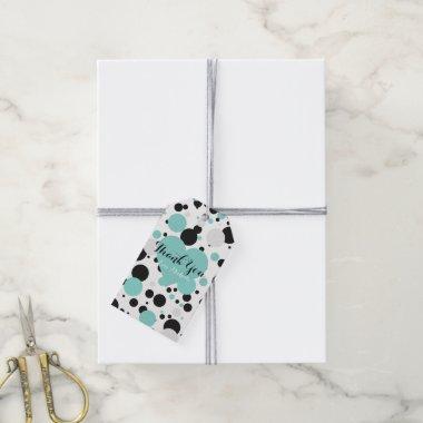 Teal Blue Polka Dots Glam Party Thank You Gift Tags
