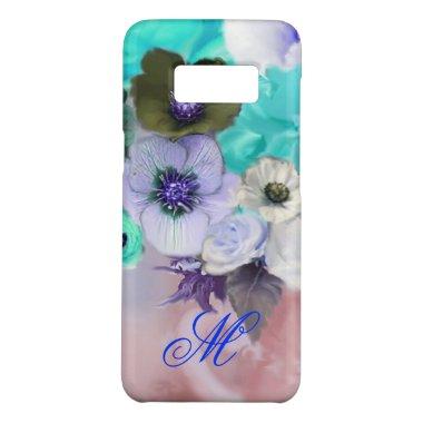 TEAL BLUE ROSES AND WHITE ANEMONE FLOWERS MONOGRAM Case-Mate SAMSUNG GALAXY S8 CASE