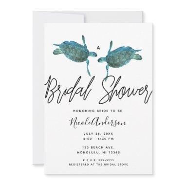 Teal Blue Sea Turtles Ocean Beach Bridal Shower Invitations