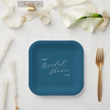 Teal Blue Simple Style  Paper Plates