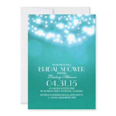 teal blue string lights vintage