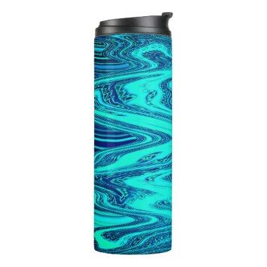 Teal Blue Waves Abstract Modern Artsy Cute Thermal Tumbler