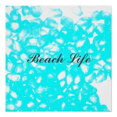 Teal Blue White Abstract Beach Life Quotes Custom Poster
