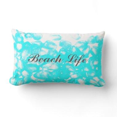 Teal Blue White Abstract Custom Beach Life Quotes Lumbar Pillow