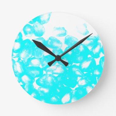 Teal Blue White Abstract Pattern Modern Gift Favor Round Clock