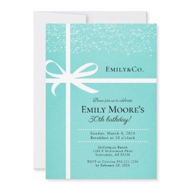 Teal Blue & White Gift Birthday Party