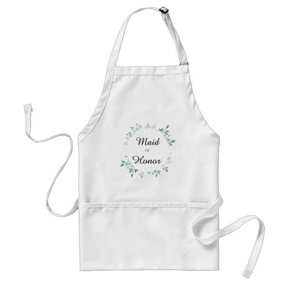 Teal Botanical Textured Effect Maid of Honor Adult Apron