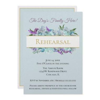 Teal Bouquet Rustic Wedding Suite Rehearsal Party Invitations