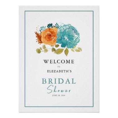 Teal Burnt Orange  Wedding Welcome Poster