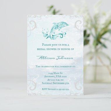 Teal Dolphin Bridal Shower Invite