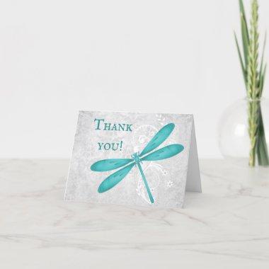 Teal Dragonfly Wedding Thank You Invitations