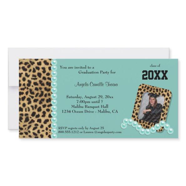 Teal Faux Leopard And Matching Pearls