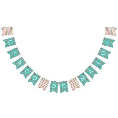 Teal Fiesta Floral Cinco de Mayo Bunting Banner