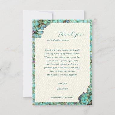 Teal Flowers Bridal Shower Thank You Invitations