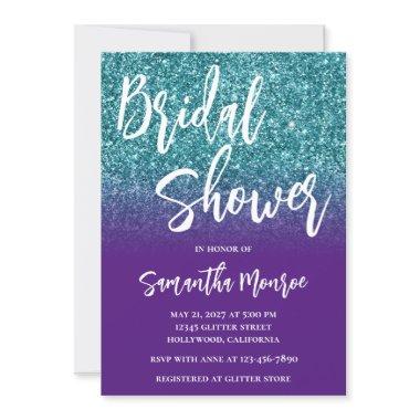 Teal Glitter Royal Purple Gradient