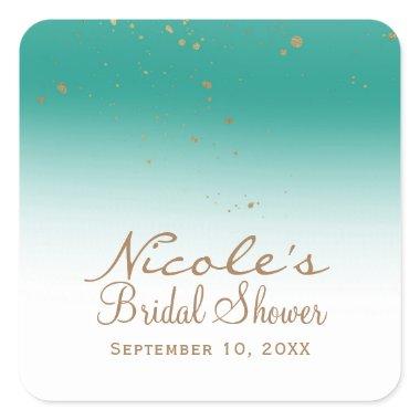 Teal & Gold Modern Glam  Party Square Sticker