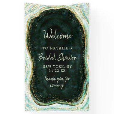 Teal Green & Gold Agate Rock Bridal Shower Welcome Banner