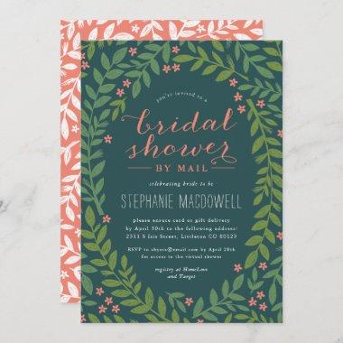 Teal Greenery Frame Bridal Shower by Mail Invitations