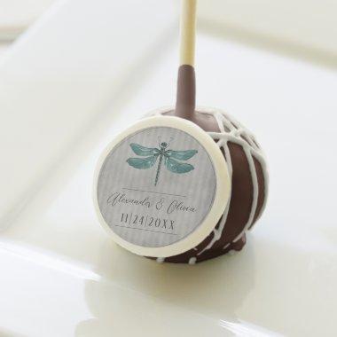 Teal Jeweled Dragonfly Wedding Cake Pops