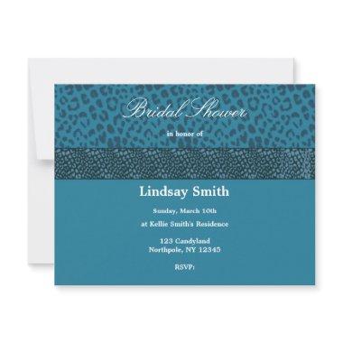 Teal Leopard Pattern Bridal Shower Invitations